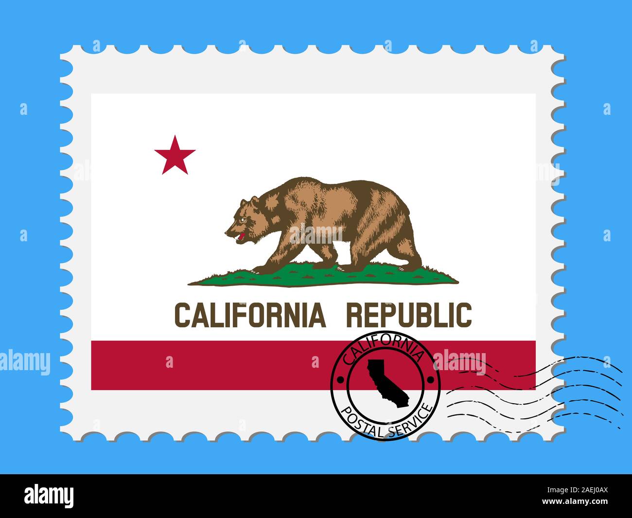 L'état américain de Californie drapeau avec timbre-poste Vector illustration 10 illustration EPS EPS 10. Illustration de Vecteur
