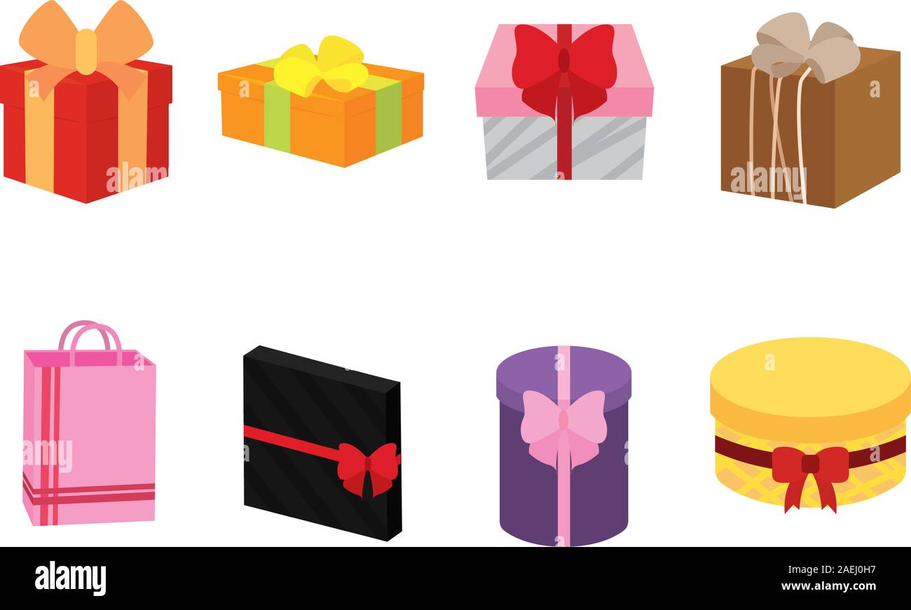 Ensemble de boîtes-cadeaux de Noël Illustration de Vecteur