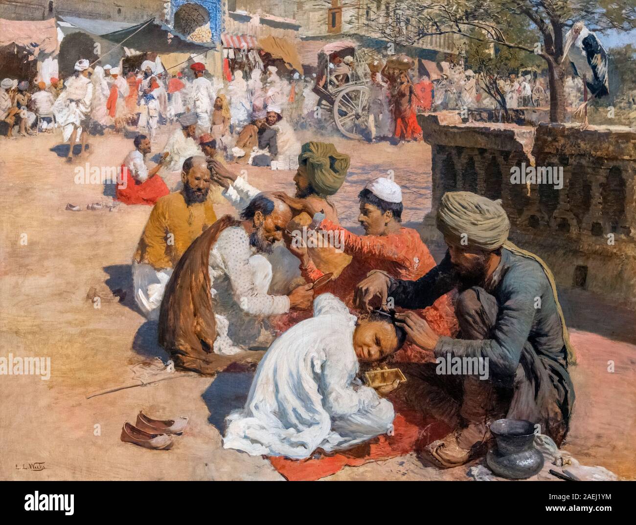 "Indian barbiers, Saharanpore » d'Edwin Lord Weeks (1849-1903), huile sur toile, 1895 Banque D'Images