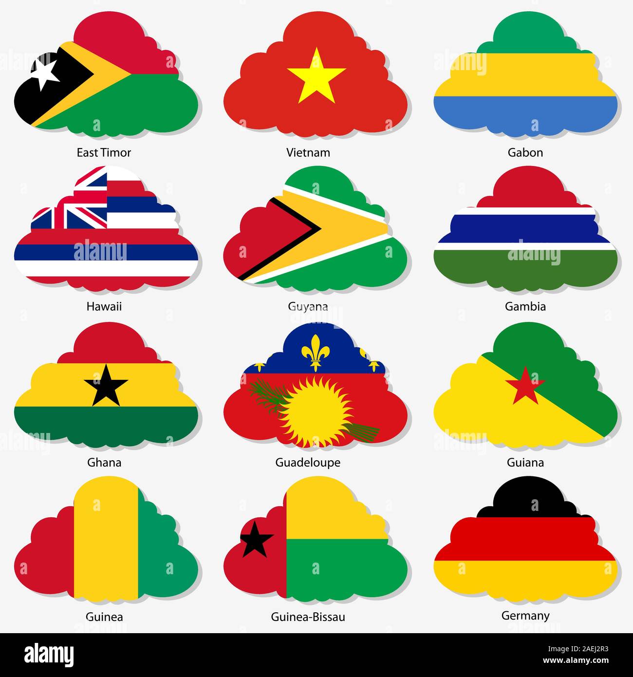 Définir les indicateurs d'états souverains du monde à former des nuages. Vector illustration. Numéro de série 4. Des couleurs exactes. Changements faciles. Illustration de Vecteur