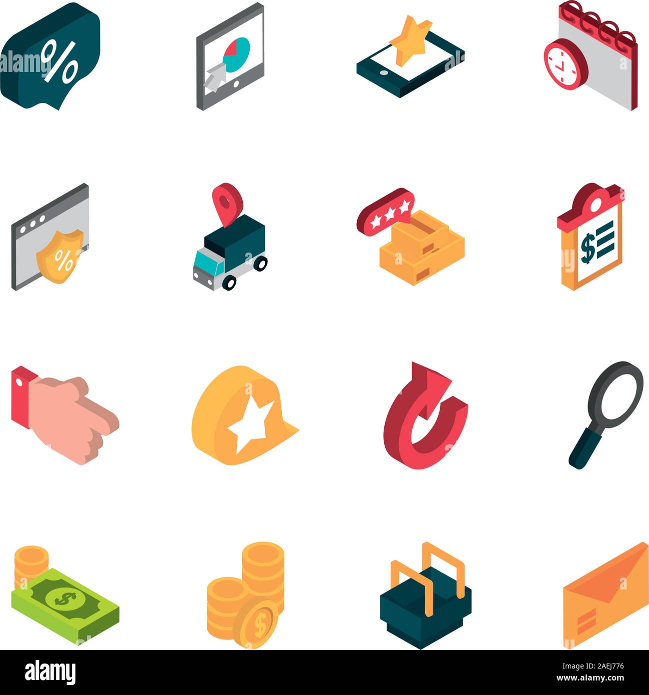 Ecommerce business internet icons set vector illustration isométrique Illustration de Vecteur