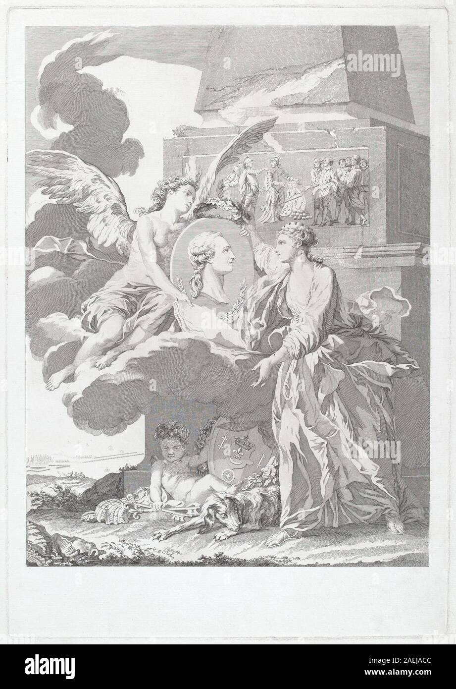 Louis-Simon Lempereur, après Nicolas-René Jollain, Portrait allégorique de Pierre Buirette de Belloy, 1767 Portrait allégorique de Pierre Buirette de Belloy ; 1767date Banque D'Images