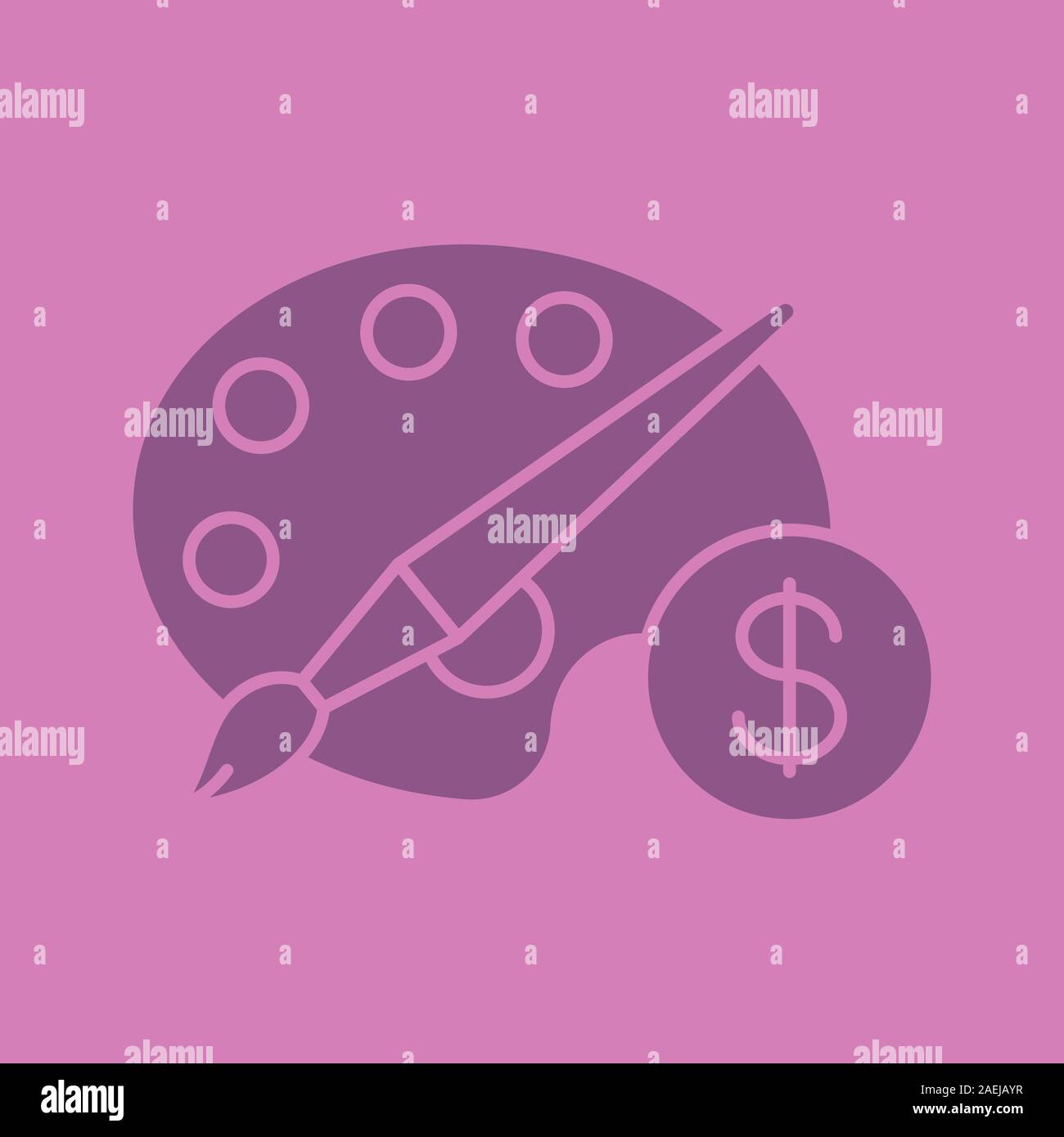 Acheter de l'équipement d'art l'icône couleur de glyphe. Palette avec brosse et signe dollar. Symbole de Silhouette. L'espace négatif. Vector illustration isolé Illustration de Vecteur