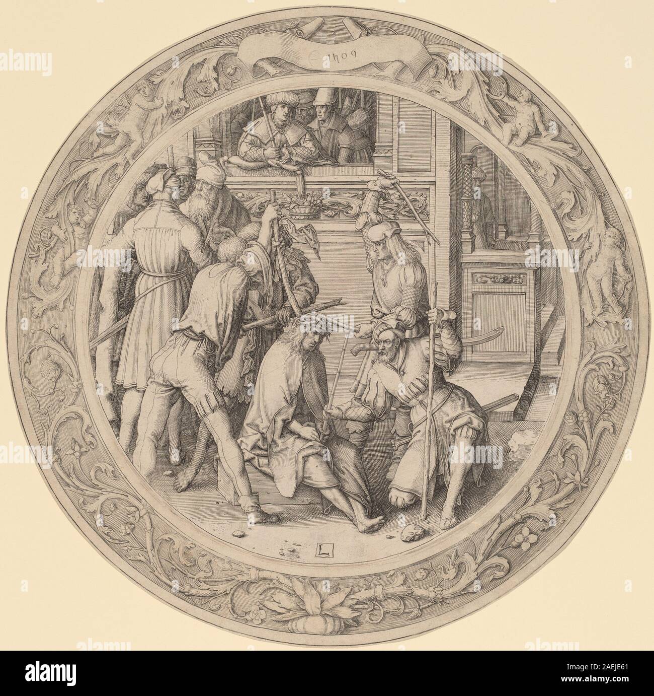 Lucas van Leyden, le Christ couronné d'épines, 1509 Le Christ couronné d'épines ; 1509date Banque D'Images
