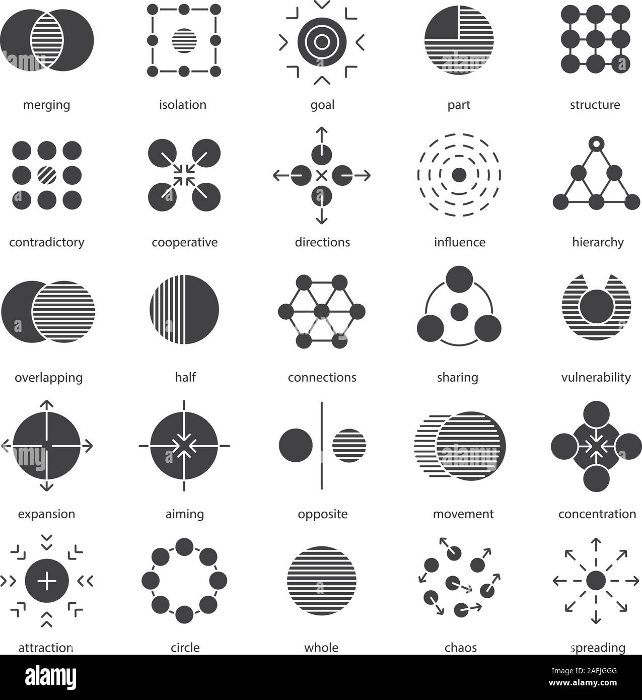 Symboles abstraits glyphe icons set. Symboles de Silhouette. Idées de ...