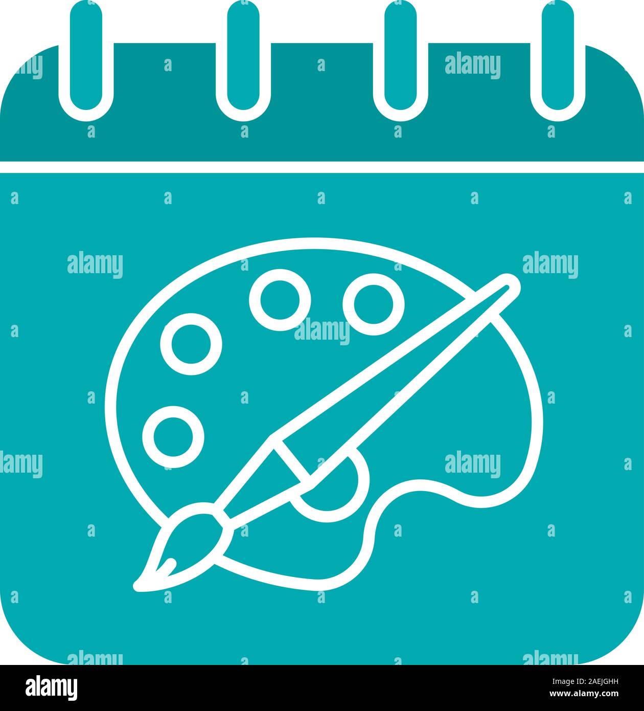 Univers Art du jour icône couleur glyphe. Symbole de Silhouette. Page de calendrier avec palette et pinceau. L'espace négatif. Vector illustration isolé Illustration de Vecteur