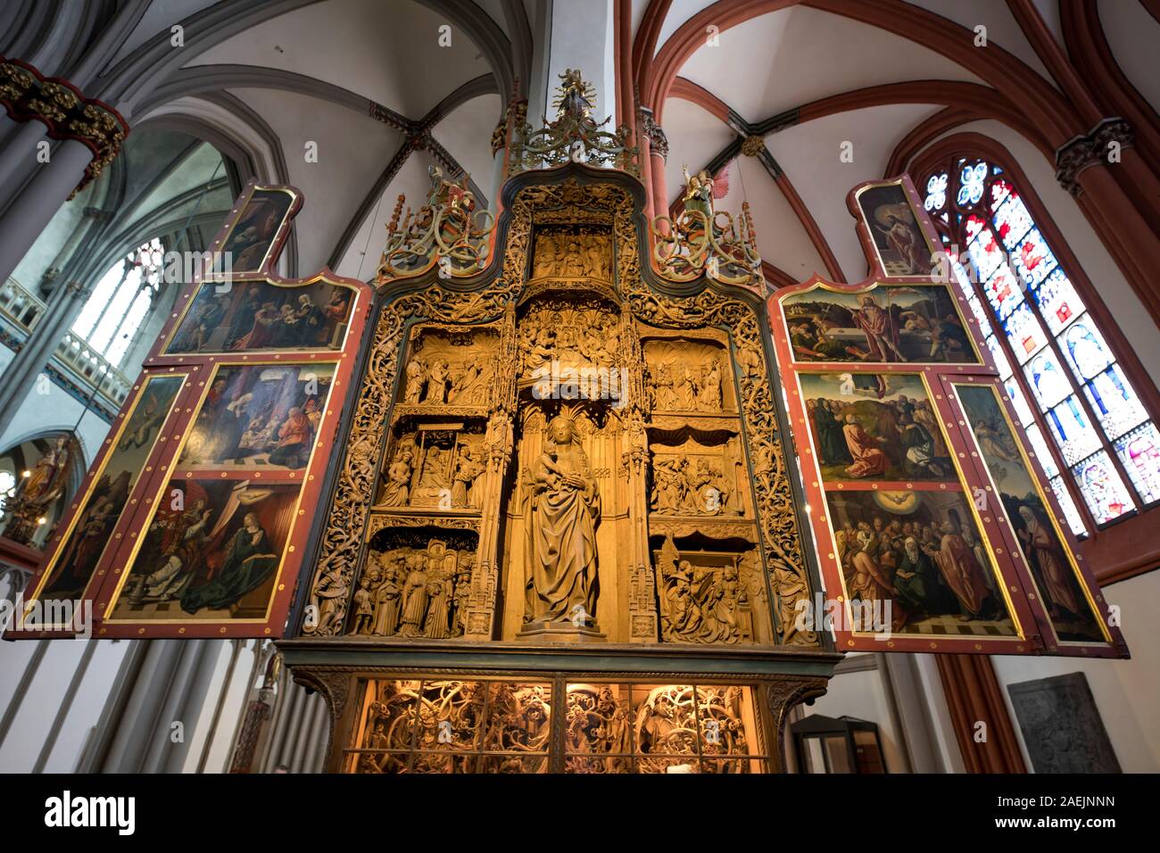 La cathédrale de Xanten et collégiale de Saint Victor, à Xanten, autel de la Vierge Marie, Banque D'Images
