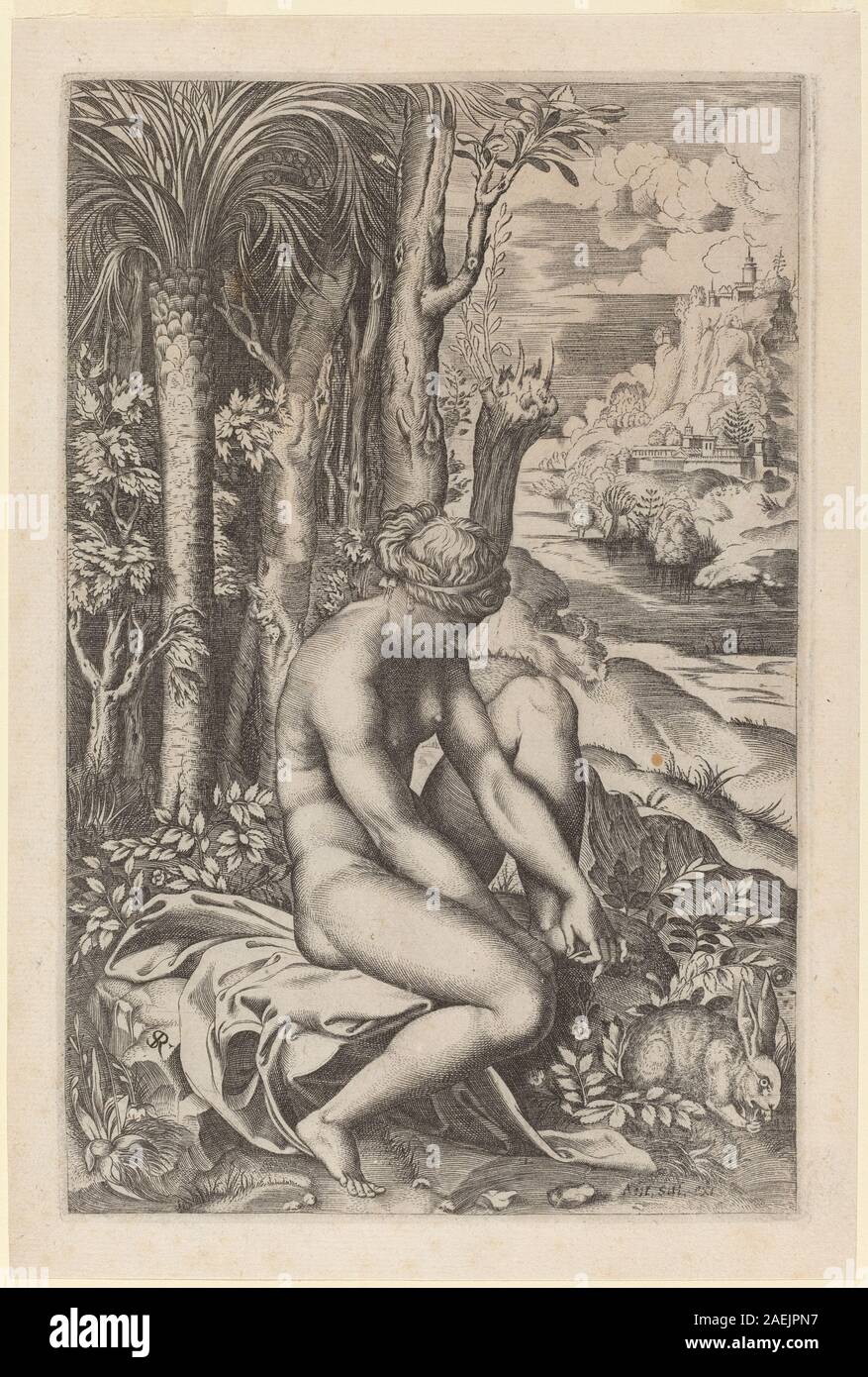 Marco Dente après Raphael, Vénus l'extraction d'une épine de son pied venus extraire une épine de son pied Banque D'Images