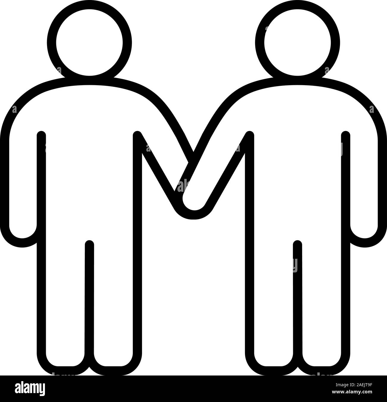 Icône linéaire les gays. Couple homosexuel ligne fine illustration. Deux hommes se tenant la main symbole de contour. Dessin vectoriel aperçu isolés Illustration de Vecteur