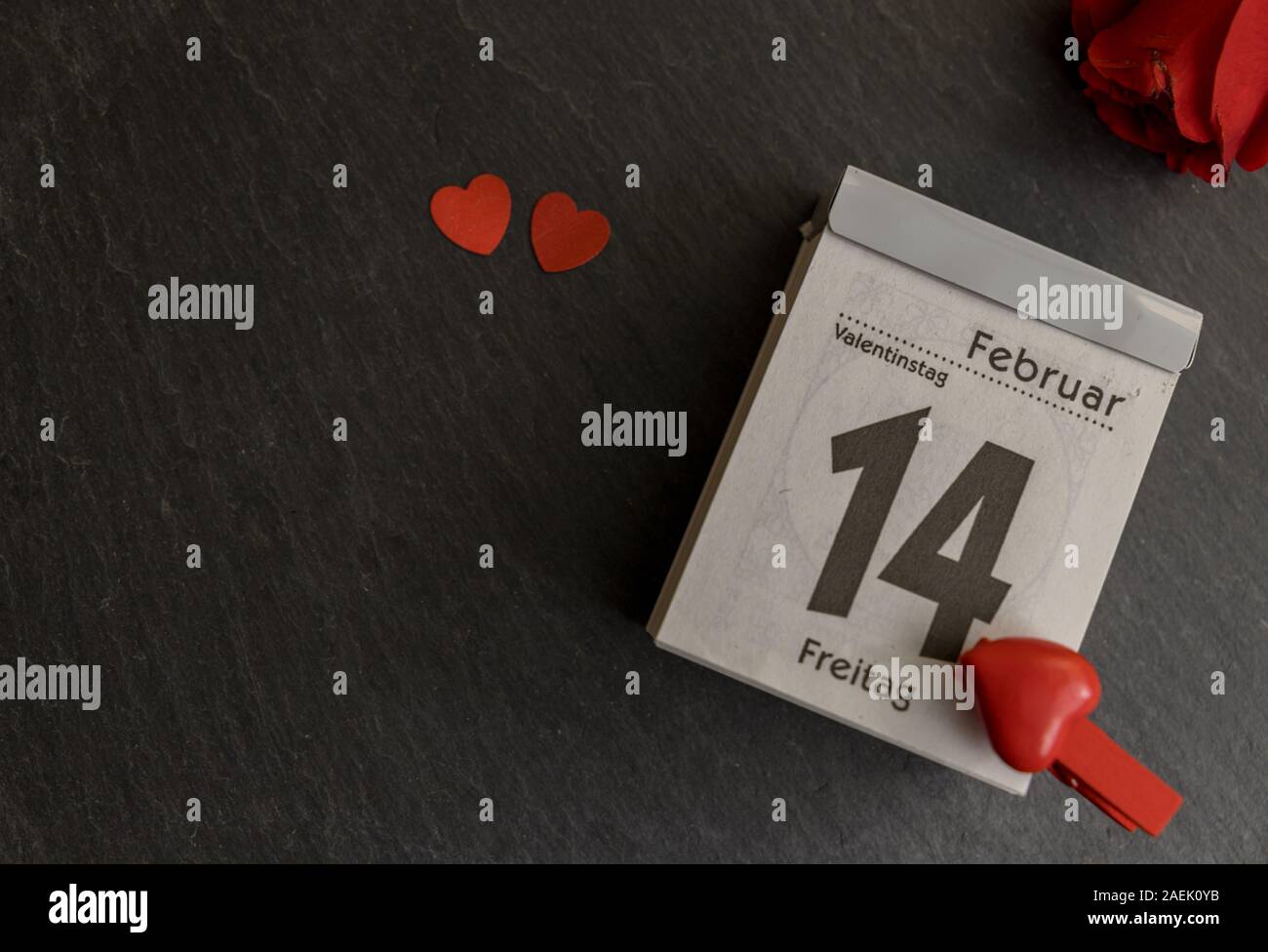 Un calendrier avec la date de la Saint-Valentin Banque D'Images