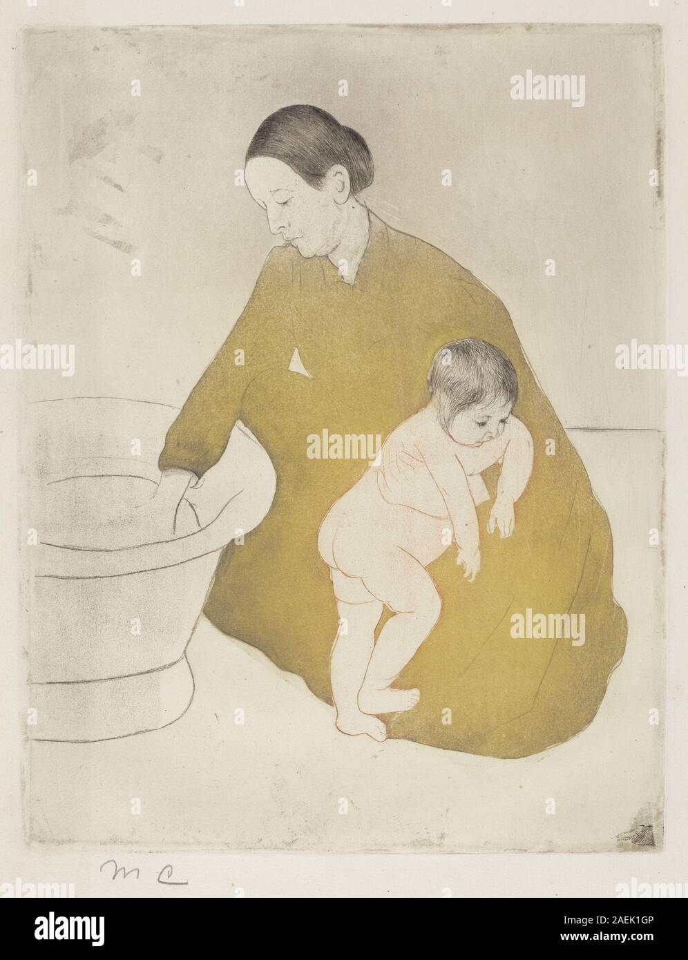 Mary Cassatt, le bain, 1890-1891 La baignoire ; entre 1890 et 1891 date Banque D'Images