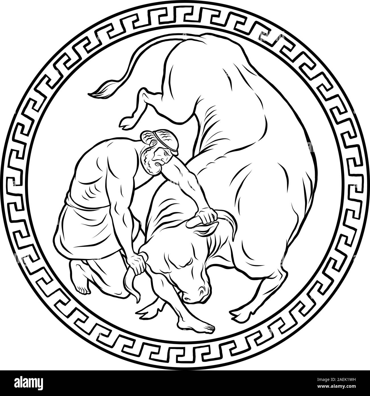 Crétois Bull 12 laboratoires d'Hercules Illustration de Vecteur