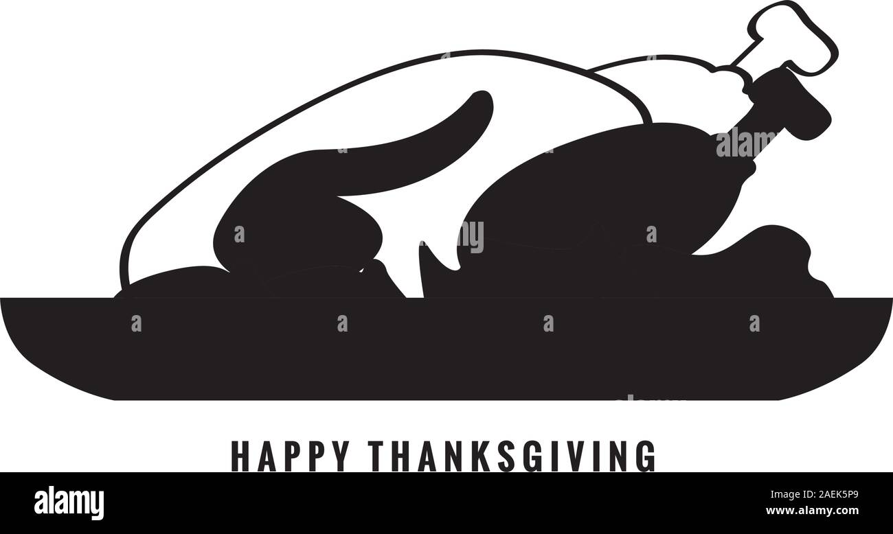 Silhouette d'un dindon rôti. Dîner de Thanksgiving - Vector illustration Illustration de Vecteur