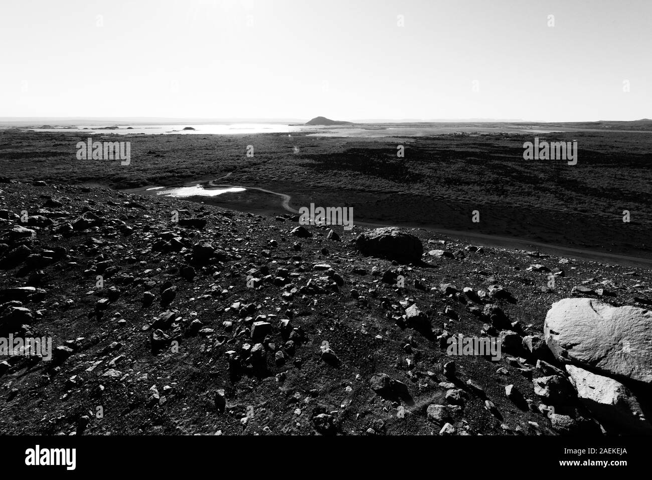 Cratère Hverfjall près du lac Myvatn en Islande, l'un des plus grands cratères volcaniques dans le monde avec un diamètre de près de 800m au dessus. Banque D'Images