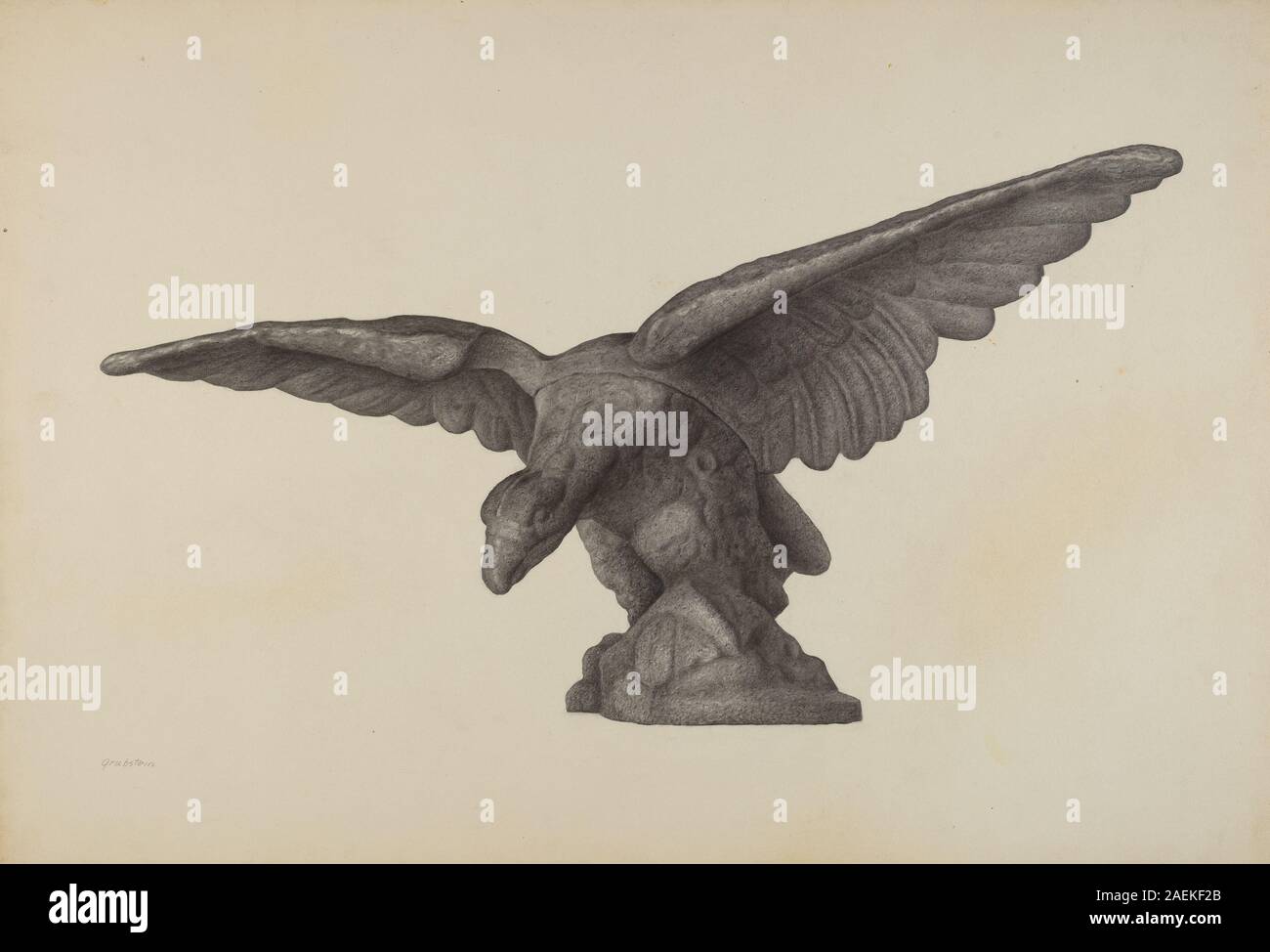 Aigle de Milton Grubstein, créé vers 1940, est une représentation sculpturale ou décorative de l'oiseau, montrant des plumes détaillées, une posture et des caractéristiques de conception du début du XXe siècle. Banque D'Images