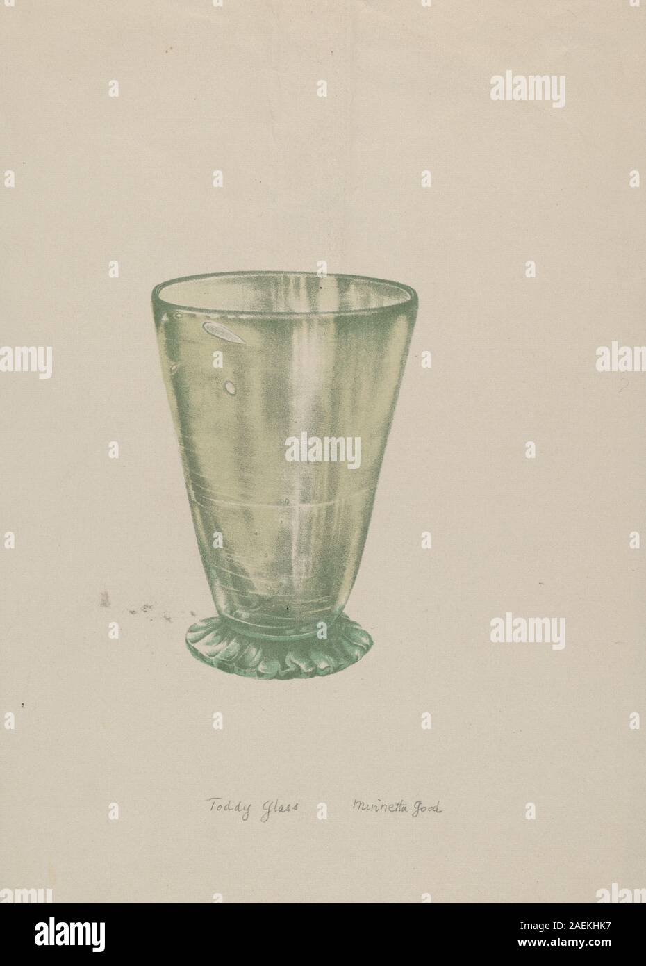 Toddy Glass créé par Minnetta Good entre 1935 et 1942, un verre à boire avec une forme et un design distinctifs typiques de la verrerie du milieu du XXe siècle. Banque D'Images