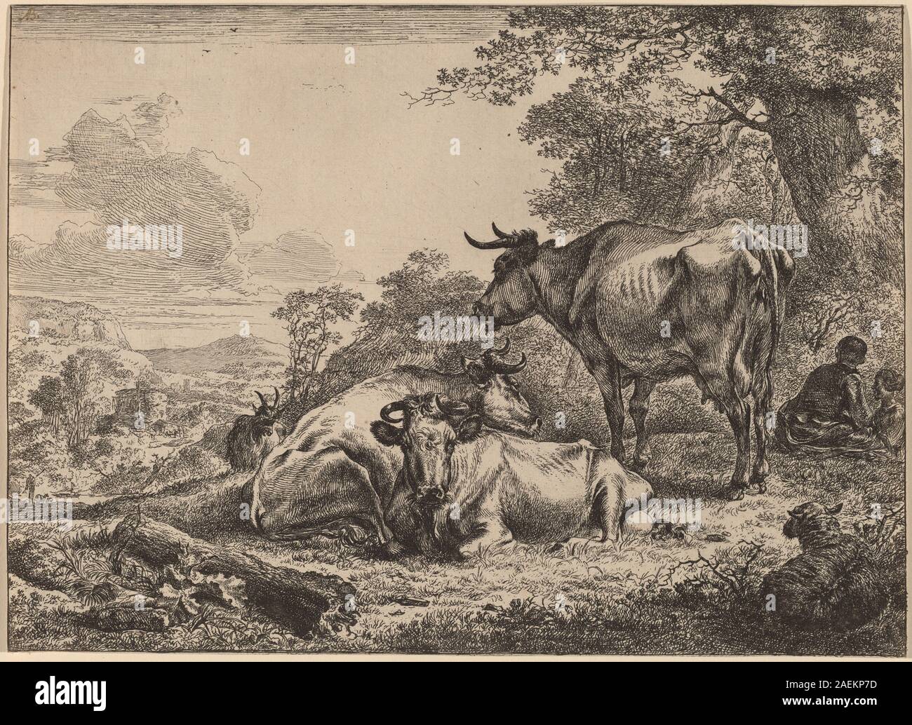 Nicolaes Pietersz Berchem au repos, les vaches Vaches se reposant Banque D'Images