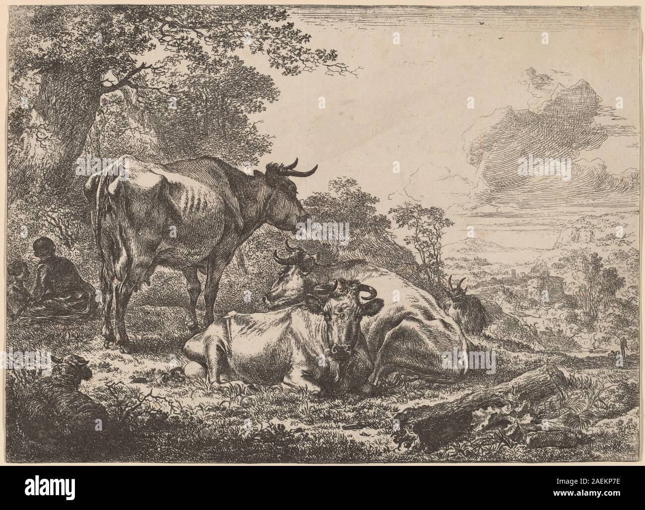 Nicolaes Pietersz Berchem au repos, les vaches Vaches se reposant Banque D'Images