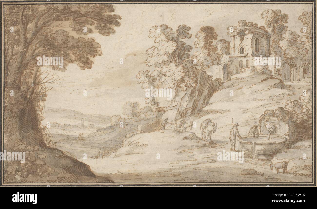 Paul Bril, paysage classique avec une fontaine paysage classique avec une fontaine Banque D'Images