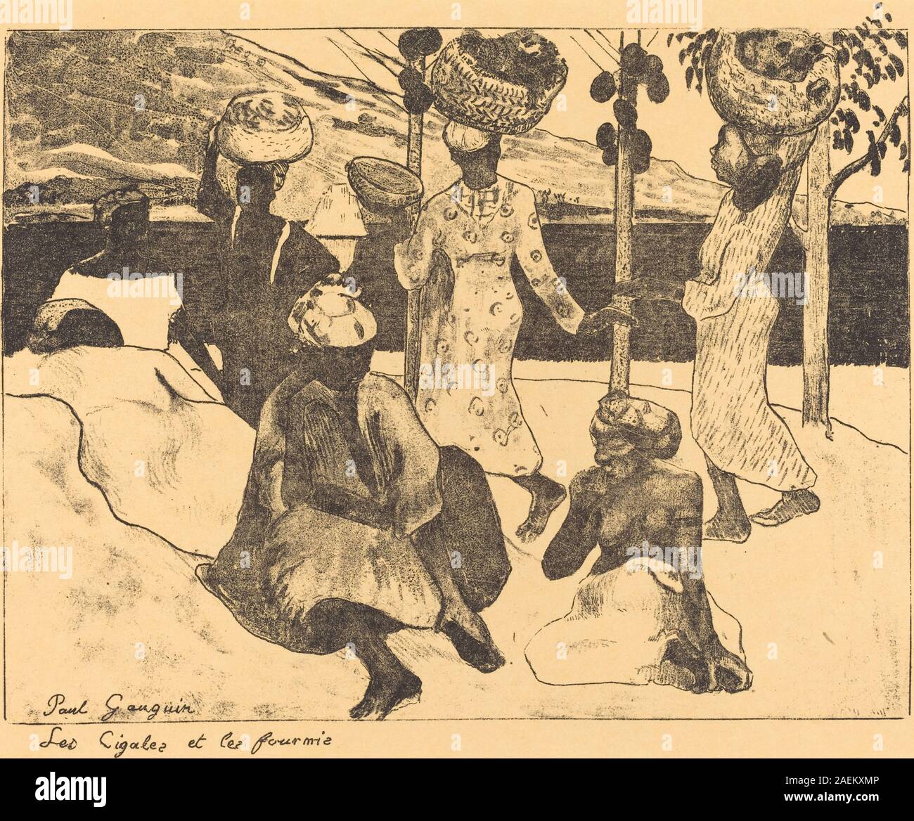 Paul Gauguin, sauterelles et fourmis - Une mémoire de la Martinique (les cigales et les fourmis), 1889 Les criquets et les fourmis : un souvenir de la Martinique (les cigales et les fourmis) ; date de 1889 Banque D'Images
