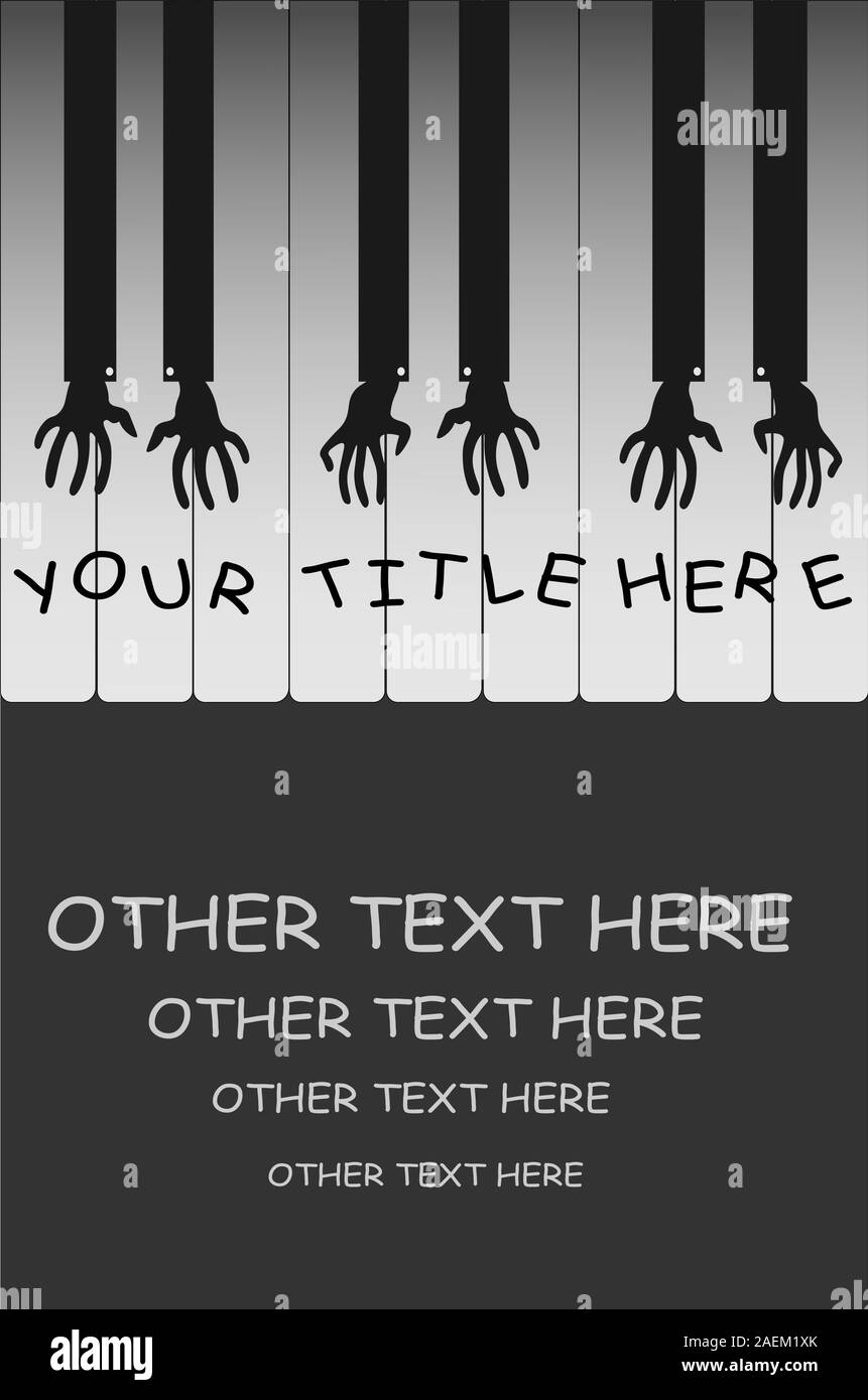 L'affiche avec le pianiste mains et des clés pour les concerts ou concours Illustration de Vecteur