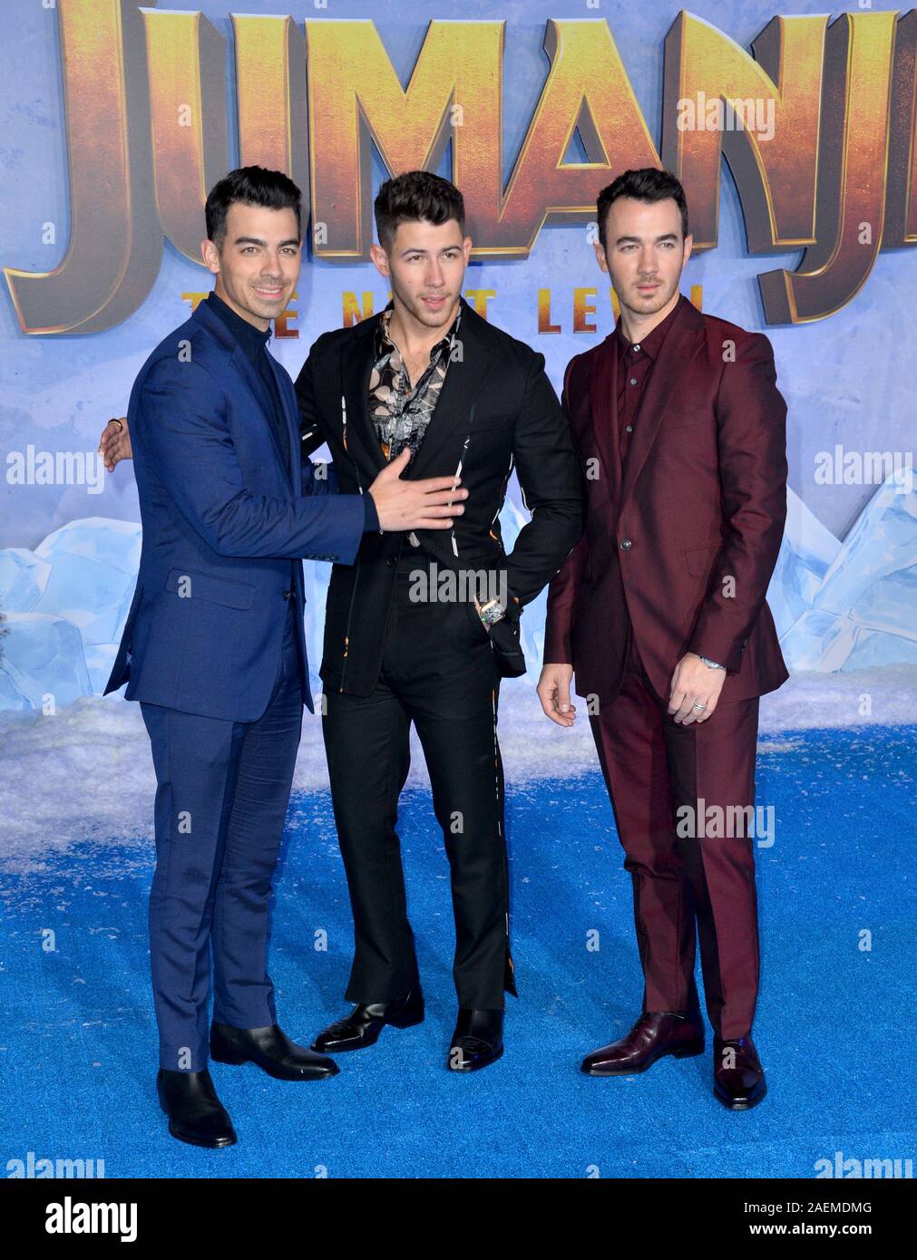 Los Angeles, USA. Dec 10, 2019. LOS ANGELES, USA. 10 décembre 2019 : Joe Jonas, Nick Jonas et Kevin Jonas lors de la première mondiale de 'Jumanji : Le prochain niveau" à l'Théâtre chinois de Grauman. Photo Credit : Paul Smith/Alamy Live News Banque D'Images