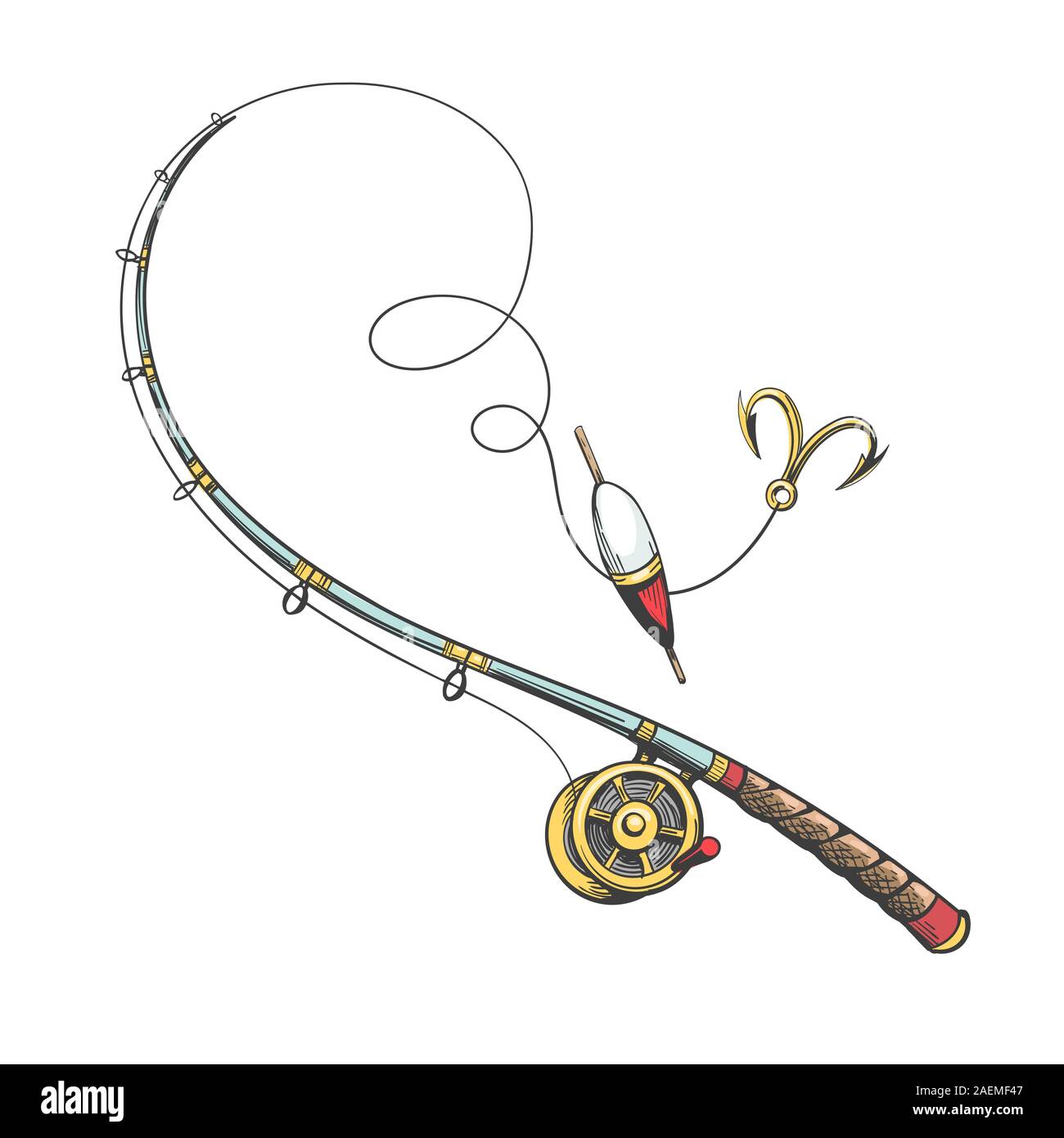 Canne à pêche icône doodle Illustration de Vecteur