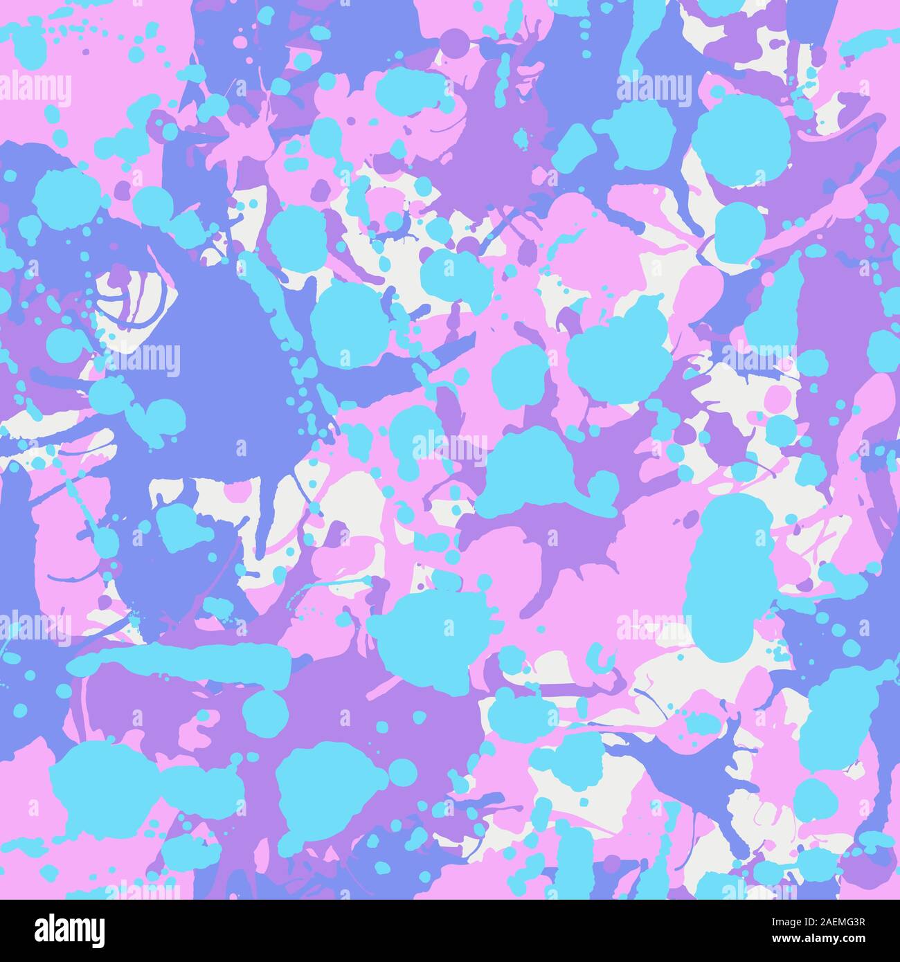 Blue Pink purple white éclaboussures de peinture d'encre colorée motif camouflage vector transparente Illustration de Vecteur