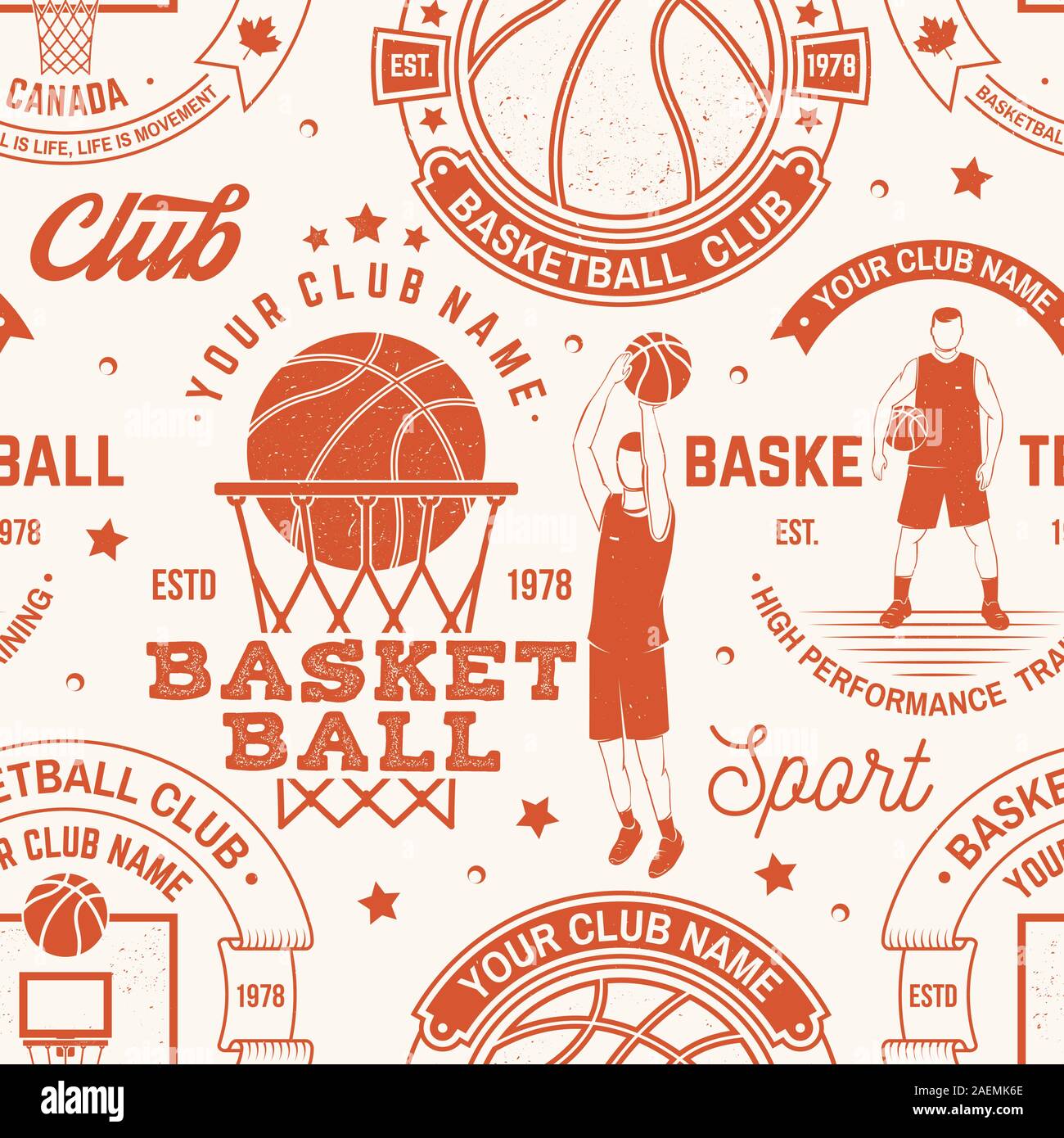 Club de basket-ball ou un arrière-plan. motif transparent Vector illustration. Modèle sport transparente avec le basket ball, basket, hoop et player silhouette. Sport club de basket-ball de texture. Illustration de Vecteur Club de basket-ball ou un arrière-plan. motif transparent Vector illustration. Modèle sport transparente avec le basket ball, basket, hoop et player silhouette. Sport club de basket-ball de texture. Illustration de Vecteur