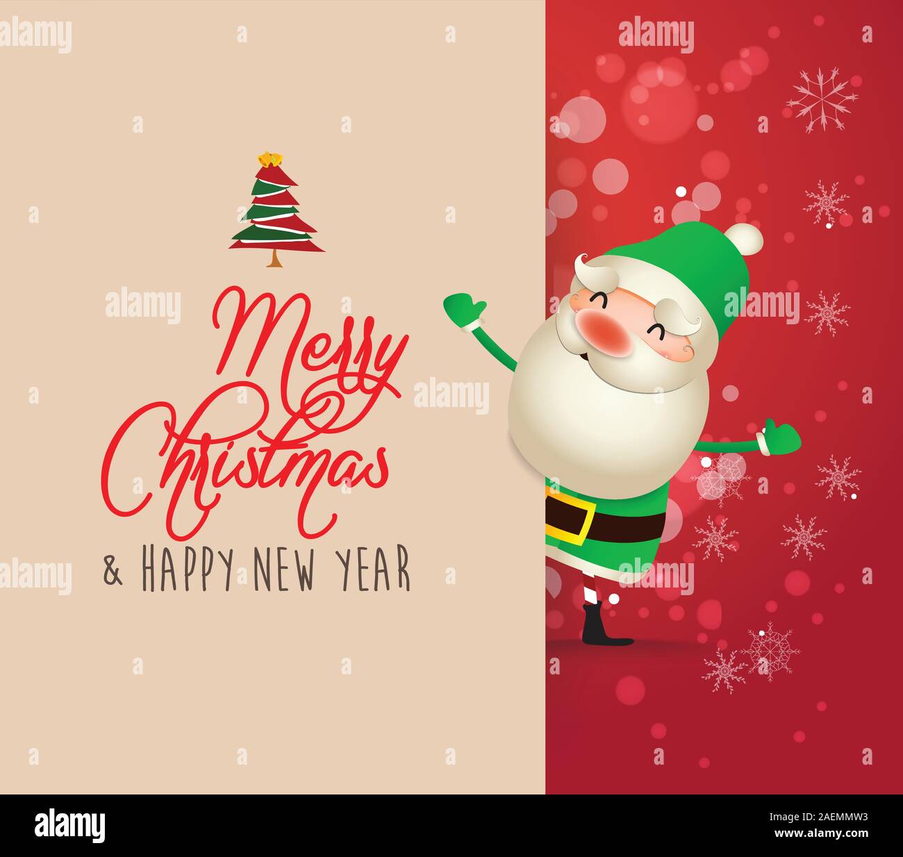 Pere Noel Avec Grande Pancarte Joyeux Noel Lettrage Calligraphie Design Typographie Creative Pour Holiday Greeting Image Vectorielle Stock Alamy