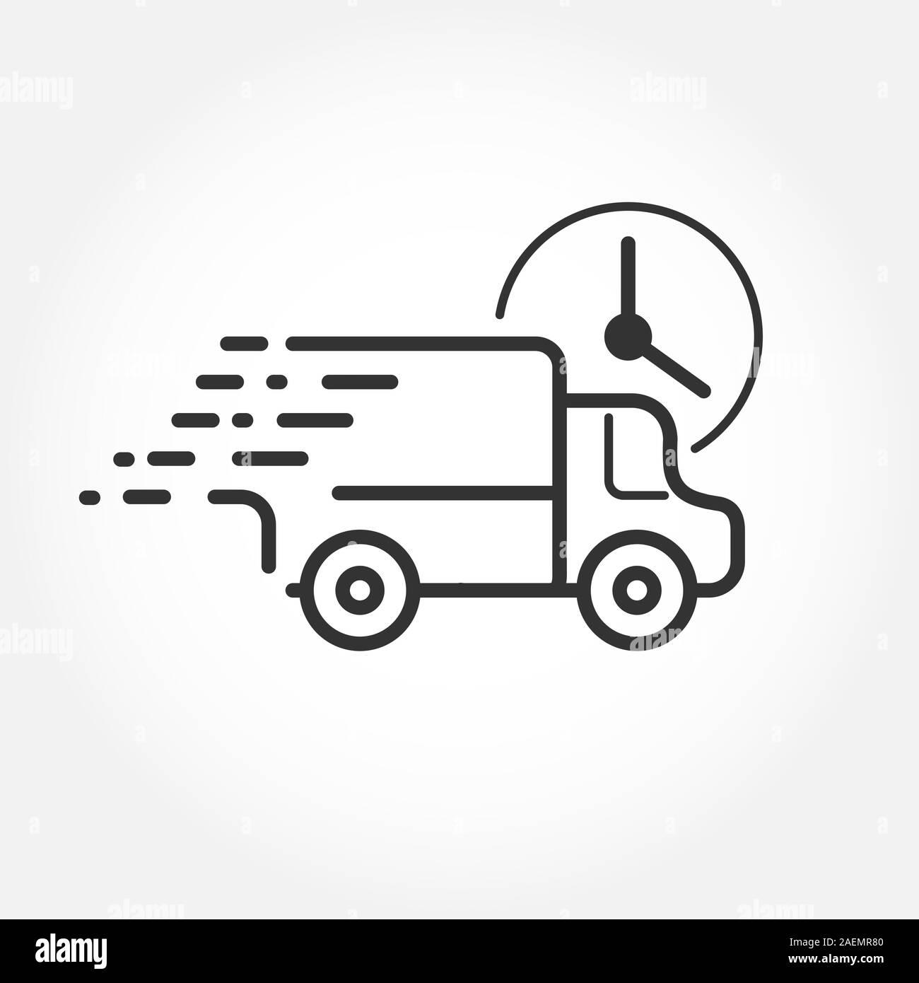 Livraison rapide Icône. Le chariot se dépêche de livrer les marchandises. Isolé sur un fond blanc. Modèle plat Illustration de Vecteur