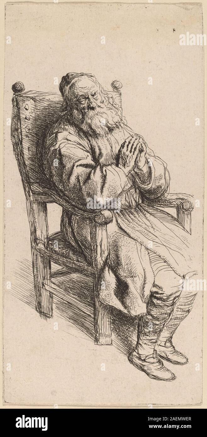 Salomon Koninck, vieil homme dormir dans un fauteuil, vieil homme dormir dans un fauteuil Banque D'Images