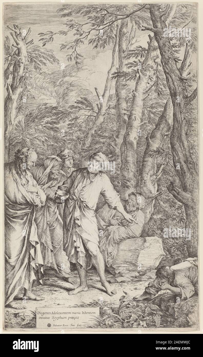 Salvator Rosa, Diogène a bas son bol, 1615-1673, Diogène a bas son bol ; entre 1615 et 1673 date Banque D'Images
