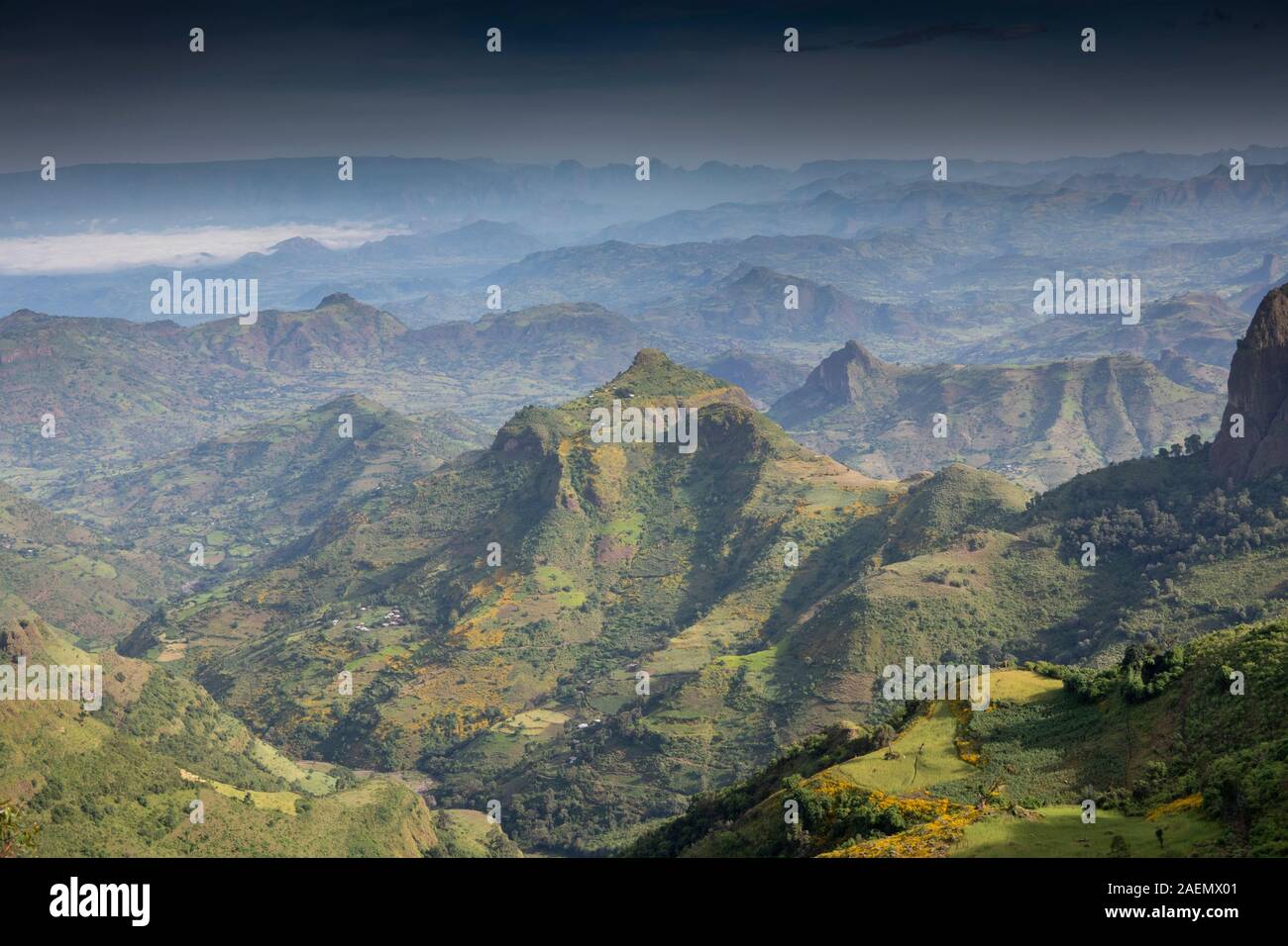 L'Éthiopie, région d'Amhara, Highlands, déchargent des montagnes du Simien, Parc National, paysage Banque D'Images