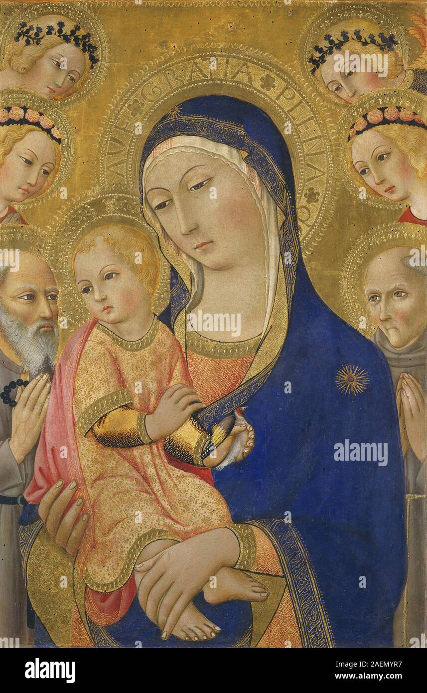 Sano di Pietro, vierge et l'enfant avec saint Jérôme, Saint Bernardino, et les Anges, c 1460-1470, vierge et l'enfant avec saint Jérôme, Saint Bernardino, et les anges ; c. 1460/1470 Banque D'Images