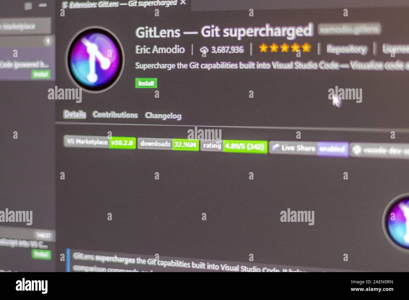 Gitlens extension pour visual studio Banque D'Images