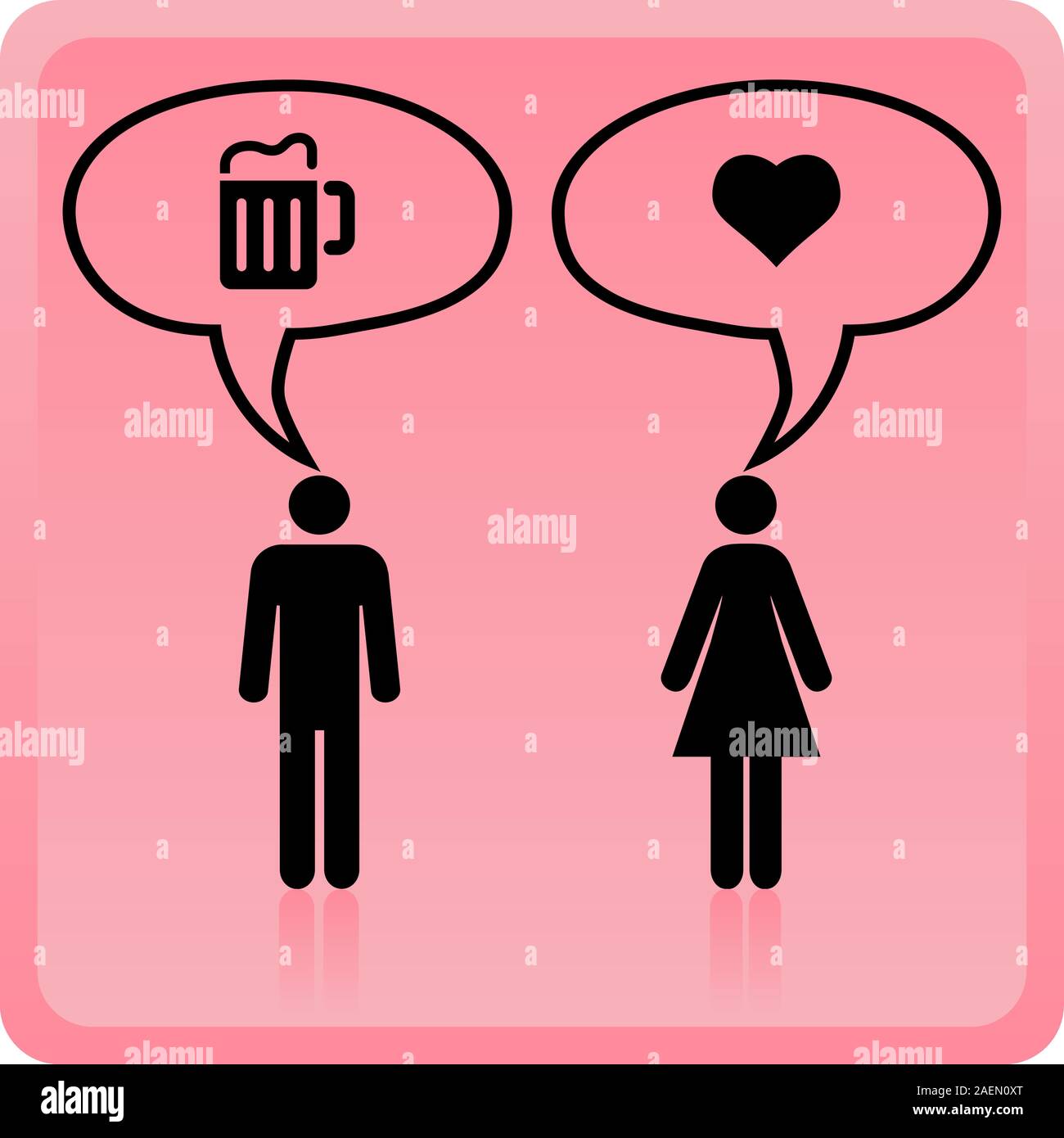 Homme & Femme vecteur icône sur fond rose, le concept de pensée différents. Illustration de Vecteur