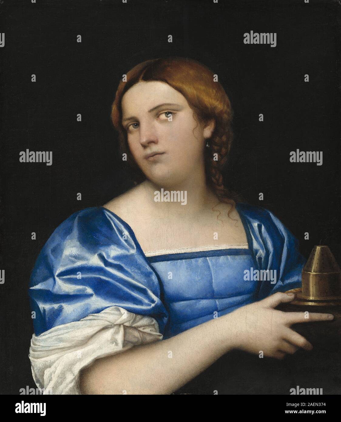 Cette peinture de Sebastiano del Piombo, créée vers 1510, représente une jeune femme comme une Vierge sage. Il montre son visage, sa tenue vestimentaire, sa posture et son expression, reflétant le portrait de la Renaissance italienne du début du XVIe siècle. Banque D'Images