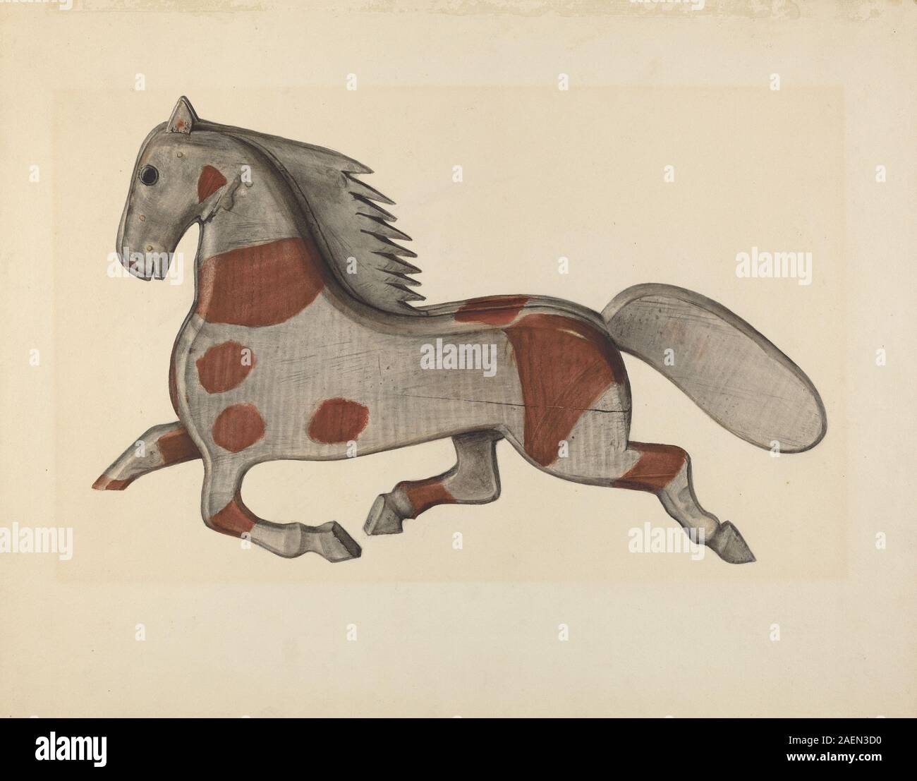 Représentation d'un cheval par Selma Sandler vers 1939, mettant en évidence la forme, la musculature et la posture de l'animal, capturant l'anatomie équine dans un style artistique réaliste. Banque D'Images