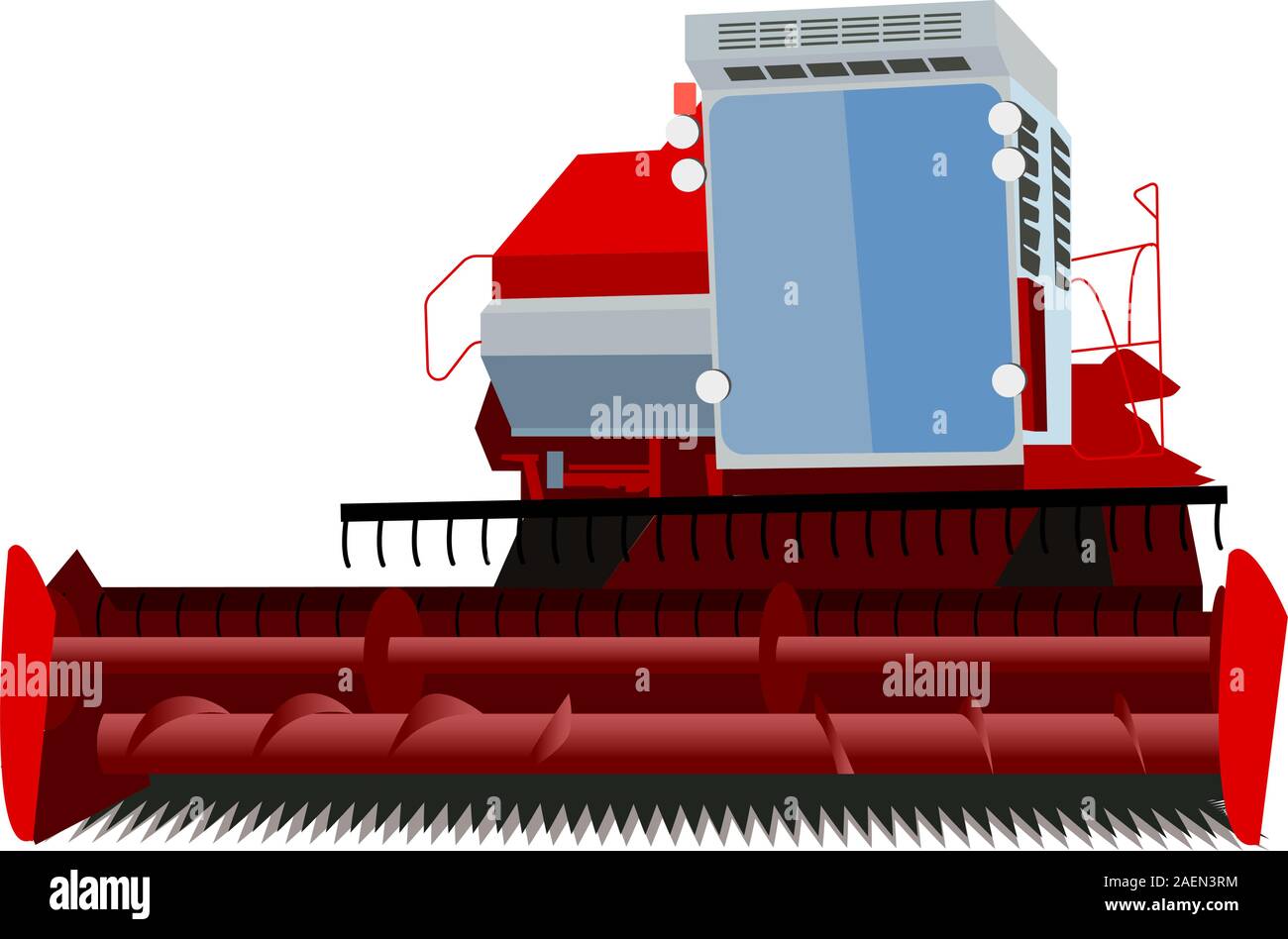 Moissonneuse-batteuse, sur un fond blanc Illustration de Vecteur