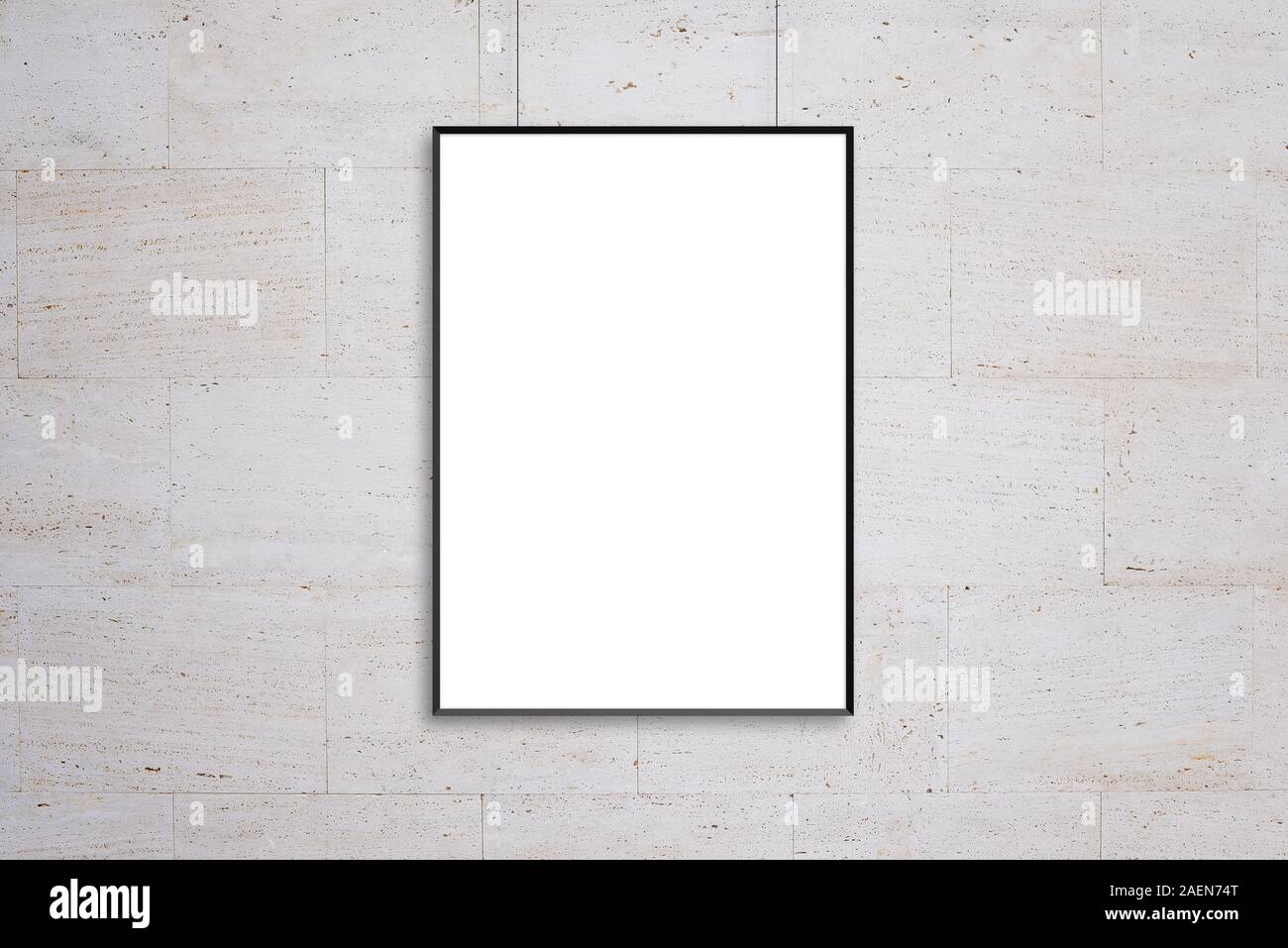 Hanging affiche d'immersive. Blanc, blanc surface isolée pour ad design présentation Banque D'Images