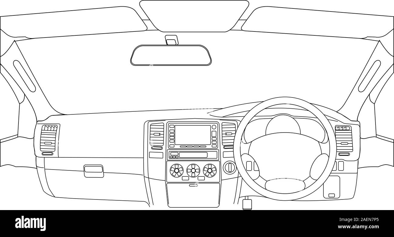 La voiture sans chauffeur sur la route. Illustration de Vecteur