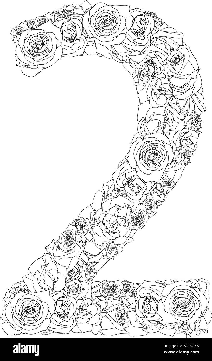 Alphabet de fleurs de roses rouges, 2 caractères Illustration de Vecteur