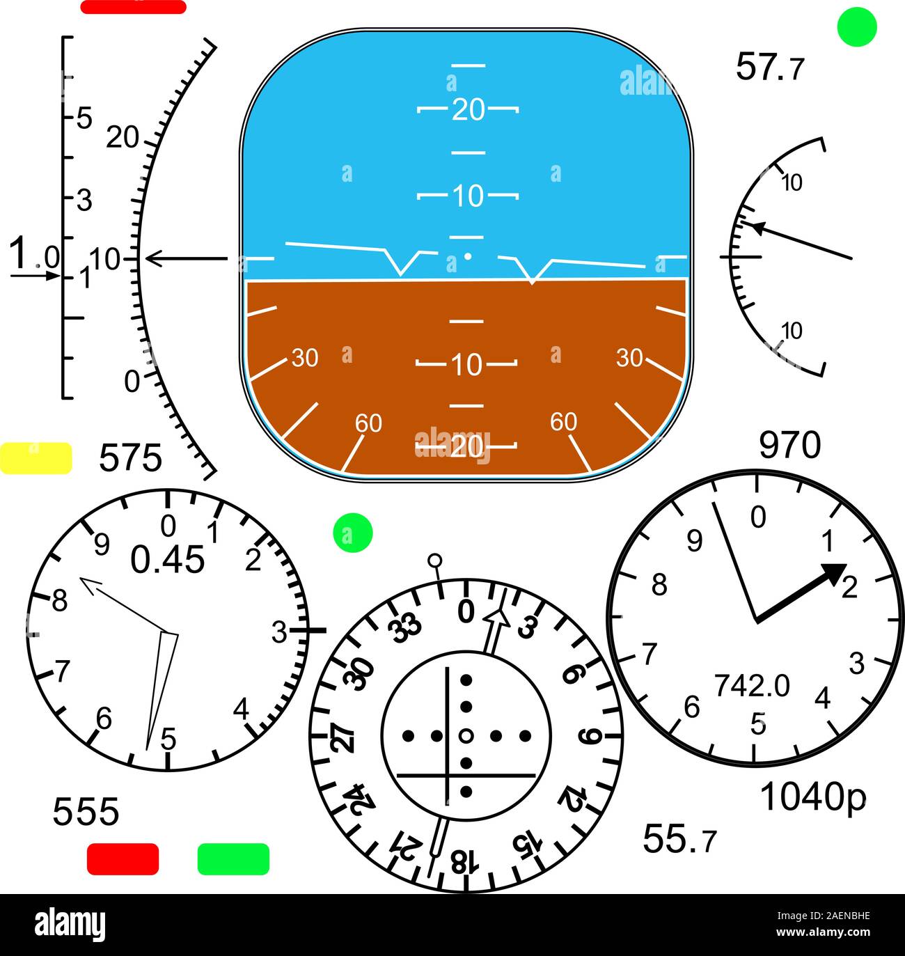 Panneau de contrôle dans un cockpit d'avion Illustration de Vecteur