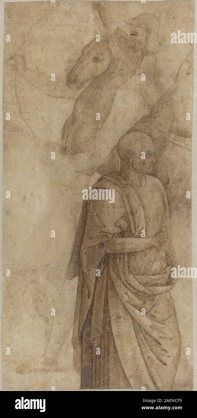 Style de Pietro Perugino, Rider et drapé debout l'homme, après l'Antique (verso), c 1500, Cavalier et homme drapé, debout après l'Antique [verso] ; ch. 1500 Banque D'Images