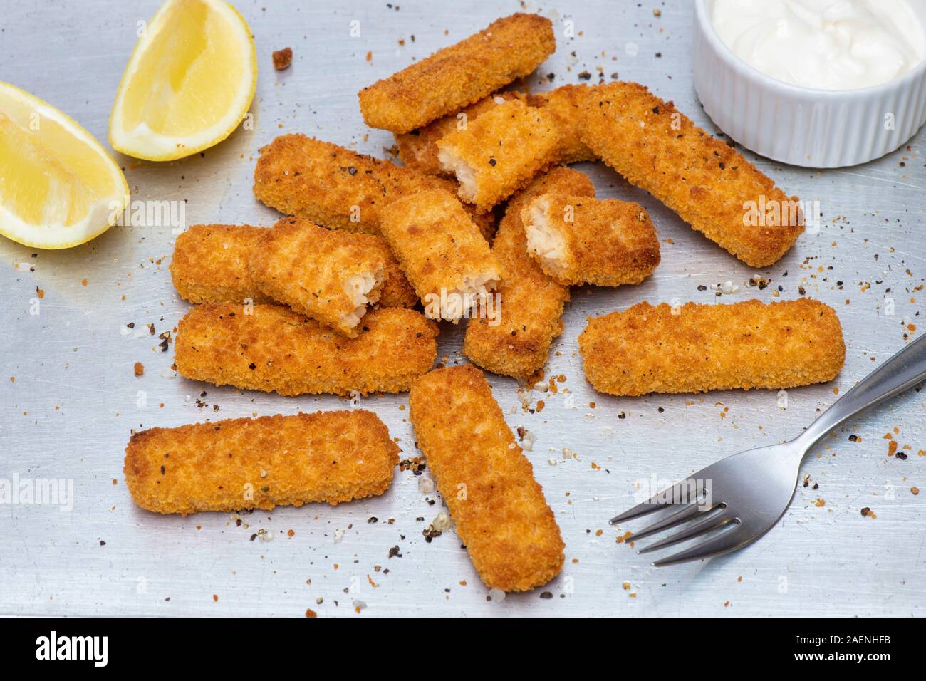 Les doigts. Vegan Vegi Les doigts de poisson vegan. La viande à base de plante alternative libre Banque D'Images