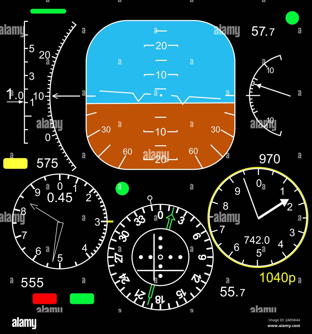 Panneau de contrôle dans un cockpit d'avion Illustration de Vecteur