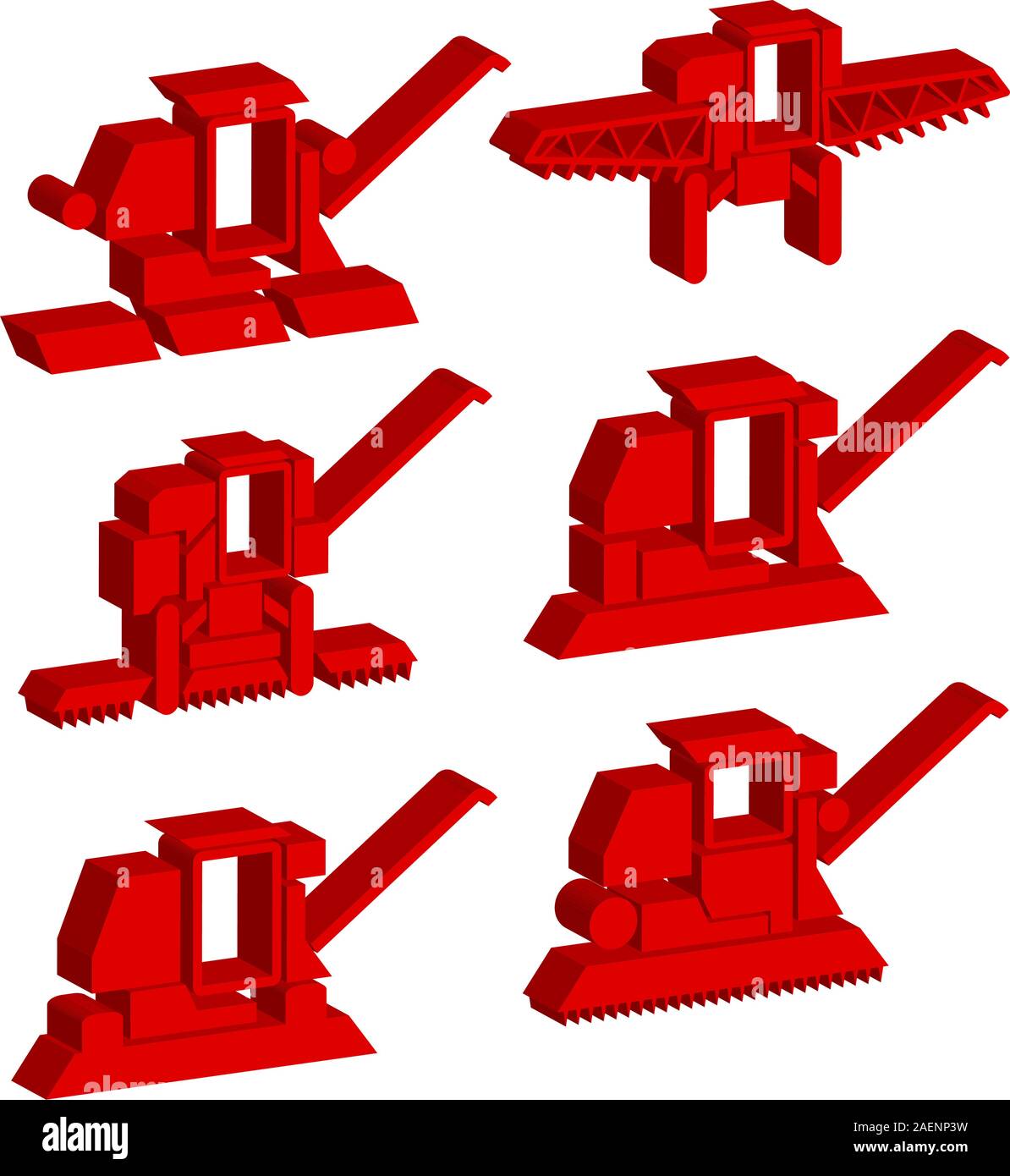 Les véhicules agricoles vecteur réglage de la moissonneuse-batteuse pour la récolte Illustration de Vecteur