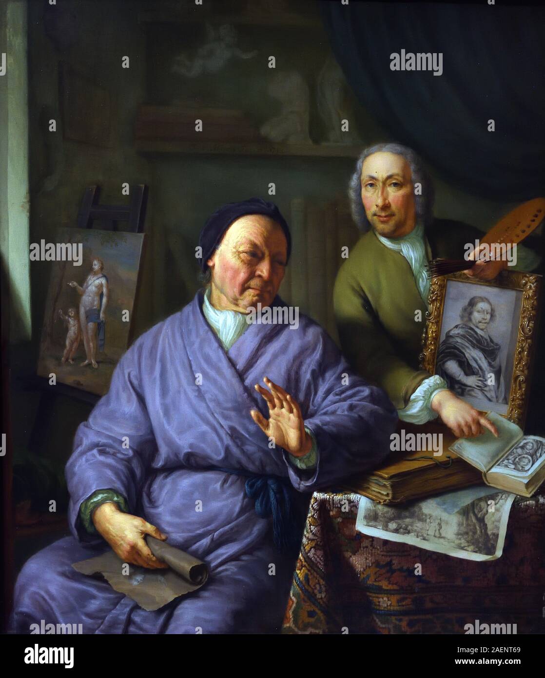 Portrait de trois générations de Frans van Mieris 1635-1681, l', Pays-Bas, néerlandais, Banque D'Images