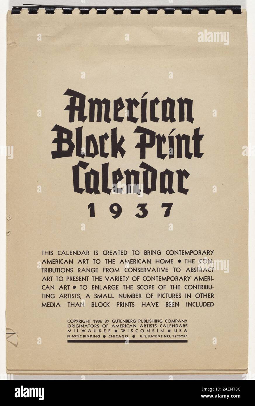 Divers artistes, bloc américain Imprimer Calendrier - 1937, 1936, American Block Imprimer Calendrier - 1937 date de 1936 ; Banque D'Images